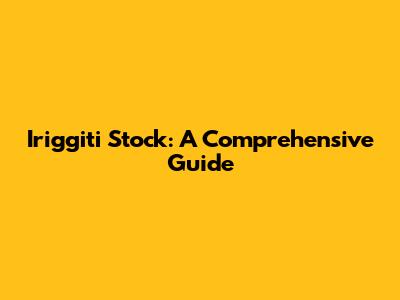 Iriggiti Stock: A Comprehensive Guide