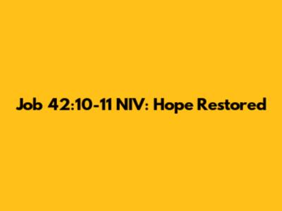 Job 42:10-11 NIV: Hope Restored