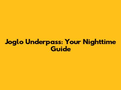 Joglo Underpass: Your Nighttime Guide