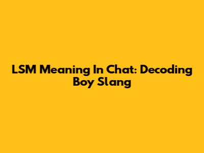 LSM Meaning In Chat: Decoding Boy Slang
