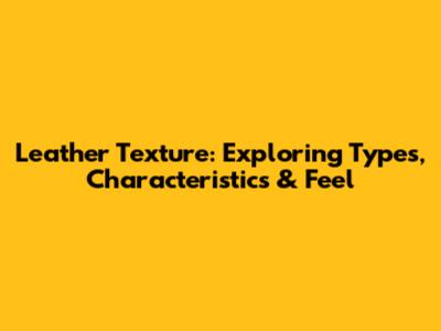 Leather Texture: Exploring Types, Characteristics & Feel
