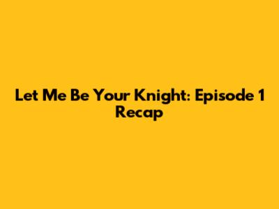 Let Me Be Your Knight: Episode 1 Recap