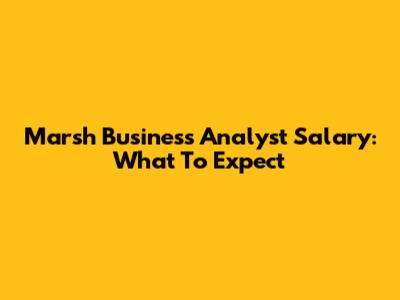 Marsh Business Analyst Salary: What To Expect