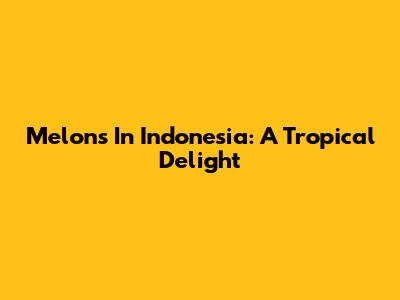 Melons In Indonesia: A Tropical Delight