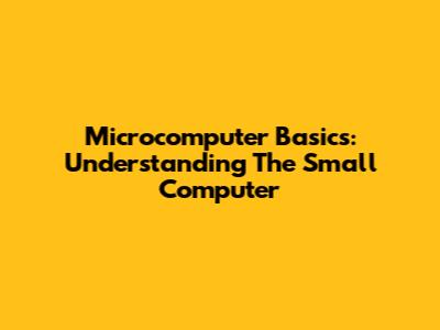 Microcomputer Basics: Understanding The Small Computer