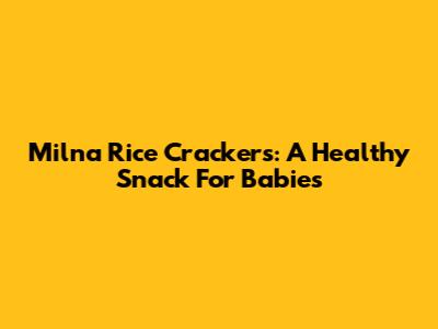 Milna Rice Crackers: A Healthy Snack For Babies