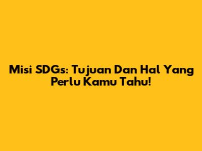 Misi SDGs: Tujuan Dan Hal Yang Perlu Kamu Tahu!