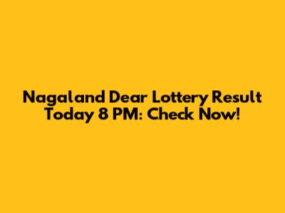 Nagaland Dear Lottery Result Today 8 PM: Check Now!