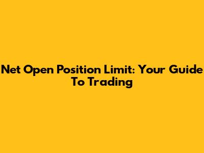 Net Open Position Limit: Your Guide To Trading