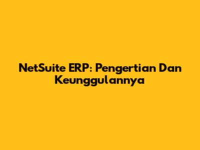 NetSuite ERP: Pengertian Dan Keunggulannya