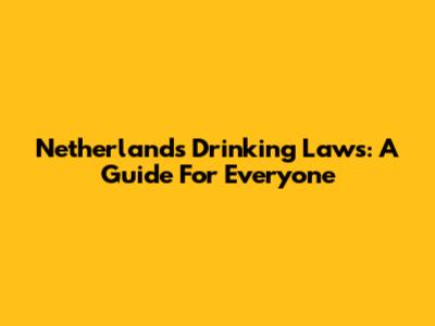 Netherlands Drinking Laws: A Guide For Everyone