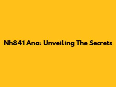 Nh841 Ana: Unveiling The Secrets