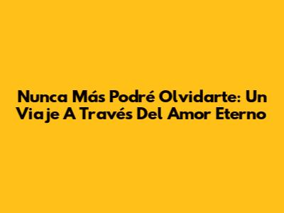 Nunca Más Podré Olvidarte: Un Viaje A Través Del Amor Eterno