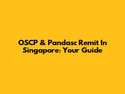 OSCP & Pandasc Remit In Singapore: Your Guide