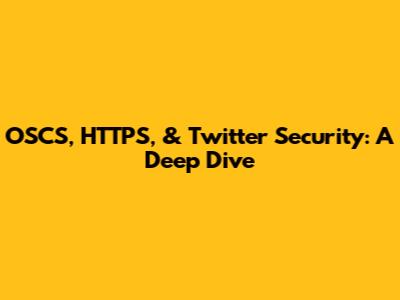 OSCS, HTTPS, & Twitter Security: A Deep Dive