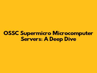 OSSC Supermicro Microcomputer Servers: A Deep Dive