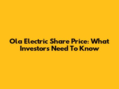 Ola Electric Share Price: What Investors Need To Know