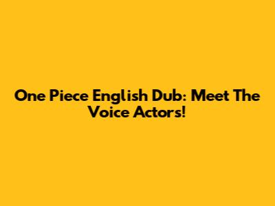 One Piece English Dub: Meet The Voice Actors!