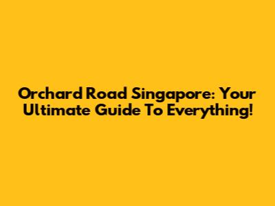 Orchard Road Singapore: Your Ultimate Guide To Everything!