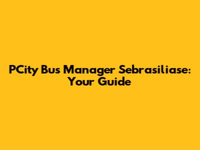 PCity Bus Manager Sebrasiliase: Your Guide