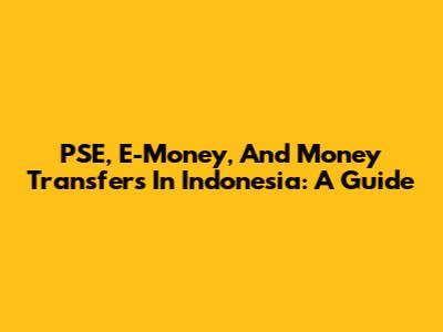 PSE, E-Money, And Money Transfers In Indonesia: A Guide