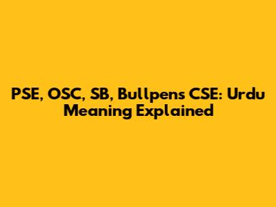 PSE, OSC, SB, Bullpens CSE: Urdu Meaning Explained