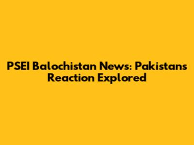 PSEI Balochistan News: Pakistan's Reaction Explored