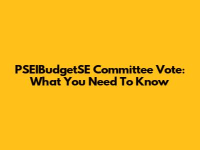 PSEIBudgetSE Committee Vote: What You Need To Know