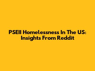PSEII Homelessness In The US: Insights From Reddit