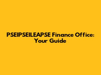 PSEIPSEILEAPSE Finance Office: Your Guide