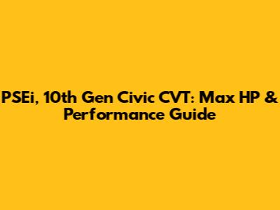 PSEi, 10th Gen Civic CVT: Max HP & Performance Guide