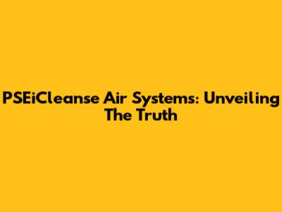 PSEiCleanse Air Systems: Unveiling The Truth