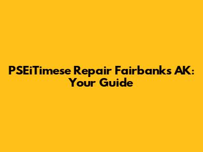 PSEiTimese Repair Fairbanks AK: Your Guide