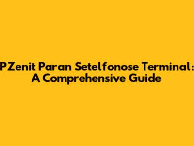 PZenit Paran Setelfonose Terminal: A Comprehensive Guide