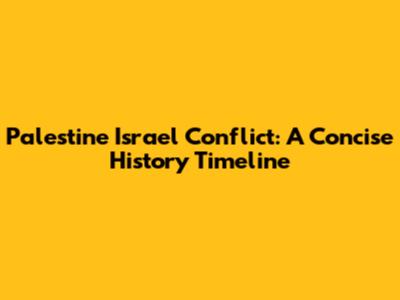 Palestine Israel Conflict: A Concise History Timeline