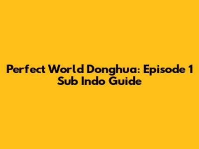 Perfect World Donghua: Episode 1 Sub Indo Guide