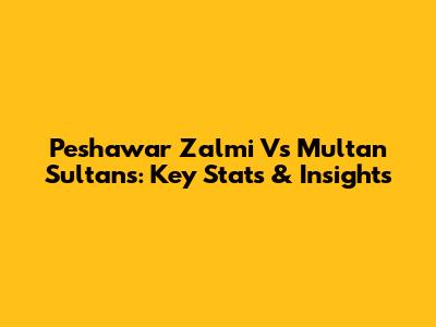 Peshawar Zalmi Vs Multan Sultans: Key Stats & Insights