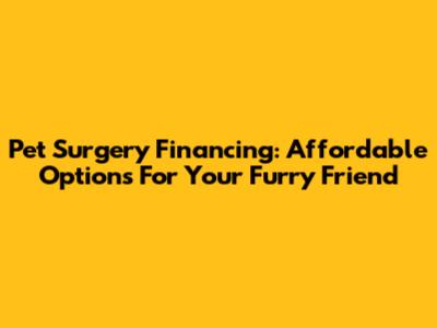 Pet Surgery Financing: Affordable Options For Your Furry Friend