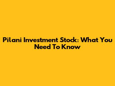 Pilani Investment Stock: What You Need To Know