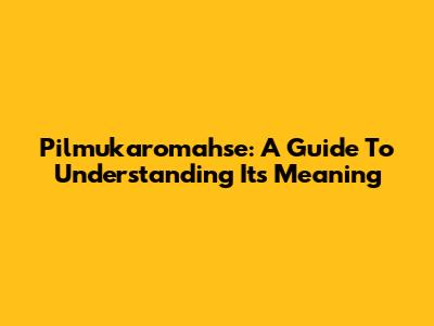Pilmukaromahse: A Guide To Understanding Its Meaning