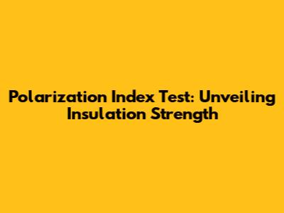 Polarization Index Test: Unveiling Insulation Strength