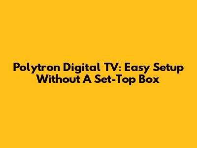 Polytron Digital TV: Easy Setup Without A Set-Top Box