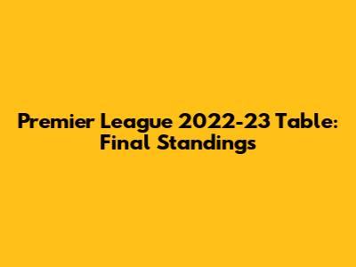Premier League 2022-23 Table: Final Standings