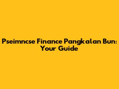 Pseimncse Finance Pangkalan Bun: Your Guide
