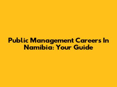 Public Management Careers In Namibia: Your Guide
