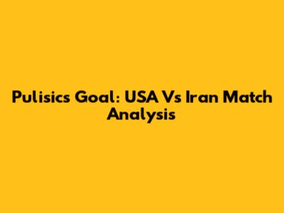 Pulisic's Goal: USA Vs Iran Match Analysis