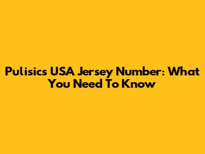 Pulisic's USA Jersey Number: What You Need To Know