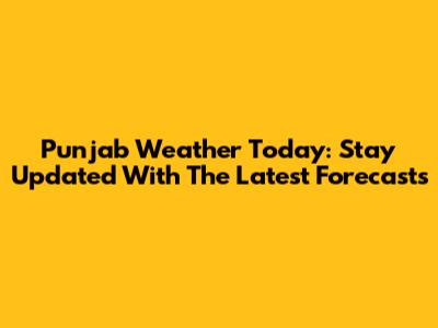 Punjab Weather Today: Stay Updated With The Latest Forecasts
