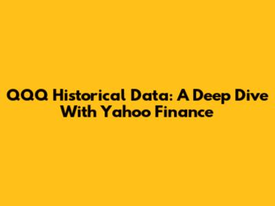 QQQ Historical Data: A Deep Dive With Yahoo Finance