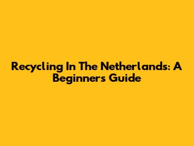 Recycling In The Netherlands: A Beginner's Guide